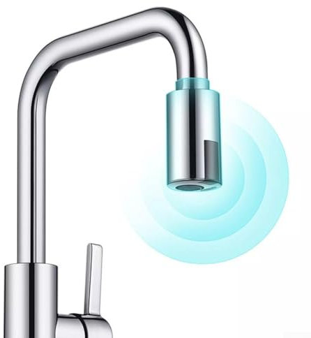 Jotekonoby Attacco per rubinetto a mani libere con tecnologia a sensore a infrarossi Dispositivo di controllo del flusso d'acqua ricaricabile alimentato a batteria per casa cucina bagno hotel