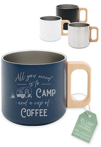 ABENTEUERNAH Emaille Tasse Papa personalisiert, Camping Becher mit Namen | Outdoor Wandertasse für Männer zum Vatertag, Fahrrad Kaffeetasse Angler und Camper, Bergliebe Geschenke Radfahrer Klettern
