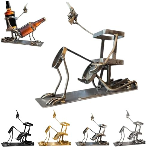 Skull Coke and Wine Bottle Stand,Funny Metal Skull Skeleton Bar Decor,Metal Skullwine Bottle Rack,Home Kitchen Decor,Bold Decoration for Your Bar, Man Cave (Metallic)