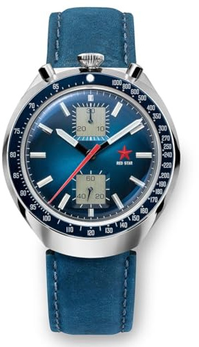 Red Star Bullhead Chronograph Herren Super Luminous 1963 ST1901 Uhrwerk 3D Bubble Mirror Pilot Mechanische Armbanduhr