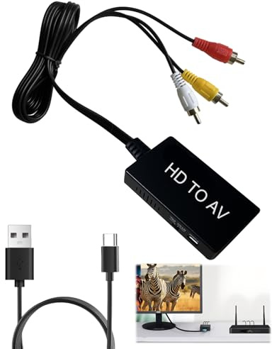HDMI to RCA Converter, HDMI to AV Adapter with RCA Composite Video Converter, PAL/NTSC Switch Supports for TV Stick, Roku, DVD, PS3, Fire Stick, Old TV, Monitor, Projector, Android Televison Box