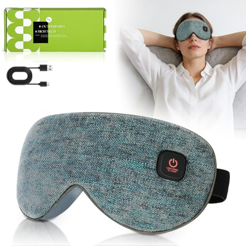 BUTBU Wärmebrille, Wärmbrille kabellos Augenmaske Wärmend 3 Stufen Wiederaufladbar Maske, Schlafmaske, maske Waschbar Tragbar, zur Linderung von trockenen Augen, Gerstenkorn, Blepharitis(Grau)