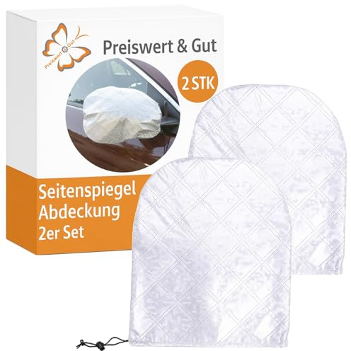 2 STK Seitenspiegel Abdeckung 33 x 27 cm für PKW SUV Wasserdicht | Wasserdichte Spiegelhüllen gegen Eis, Reif und Schnee, wiederverwendbar und leicht zu montieren Preiswert&Gut