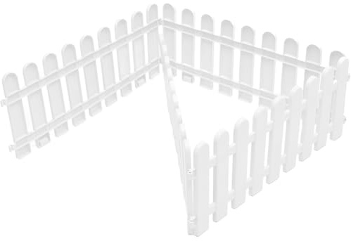 White Plastic Garden Fence 4pcs for Stones and Fruits Decoration | Simple Elegant Style, Tidy Border Panels, Easy Installation, Protects Gravel, Suitable for Rock Gardens