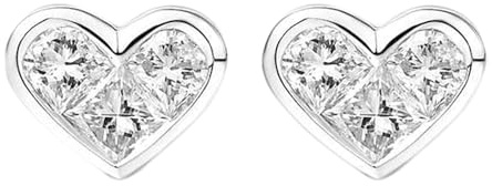 Daesar Ohrringe Weißgold 750 EchtWeißgold, Ohrstecker Damen Herz mit 0.6ct Diamant Ohrringe Hochzeit Braut Allergiefrei