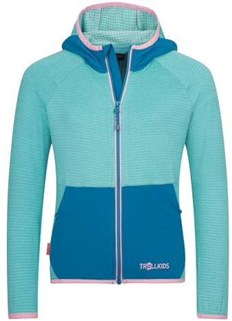 Trollkids Girls Holmedal Jacket | Waffel-Fleece, Kapuze, Leicht und schnelltrocknend, Zwei Eingrifftaschen, Geringes Packmaß
