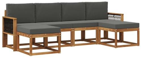 vidaXL Outdoor-Sofagarnitur 6 pcs Natur und Anthrazit Polyester, Modernes, wetterfestes Sofa-Set für draußen, stylische Gartenmöbel, minimalistische Lounge für Coole Entspannung im Garten