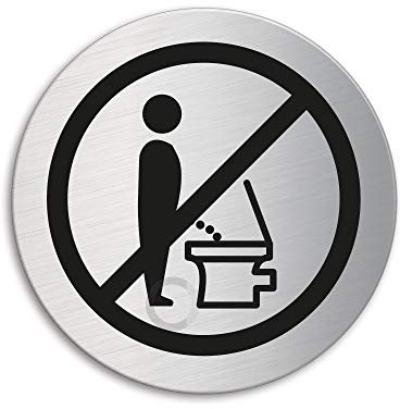 Schild Bitte setzen Ø 75 mm Türschild aus Edelstahl fein-matt gebürstet selbstklebend 8474