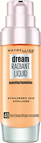 MAYBELLINE New York Dream Radiant Liquid Fond de Teint Soin Hydratant 12H 48 Beige Ensoleille 1 Unité
