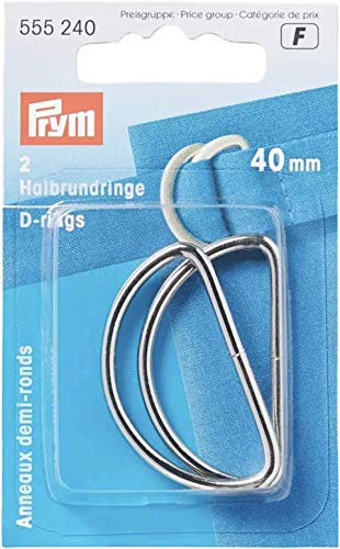 Prym 555240 Halbrundringe 40 mm silberfarbig, Silber
