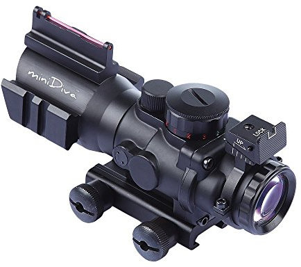 Minidiva® 4x32 mm Tactical Scope, mit Rot Gruen Blau 3 Helligkeit, Lichtwellenleiter Scope