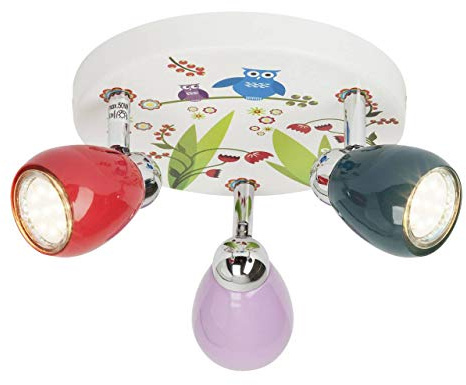 Brilliant Birds LED Circular Spotlight 3 Bulbs Pivotable for Children's Bedroom 750 Lumen 3X GU10 3 W LED Reflector Bulbs Included
