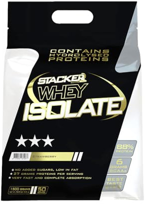 Stacker2 Whey Isolate Eiweiß Protein Eiweißshake Proteinshake Bodybuilding (Strawberry 1500g)