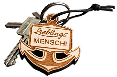 Schlüsselanhänger Anker aus Holz mit Gravur Geschenk Freunde