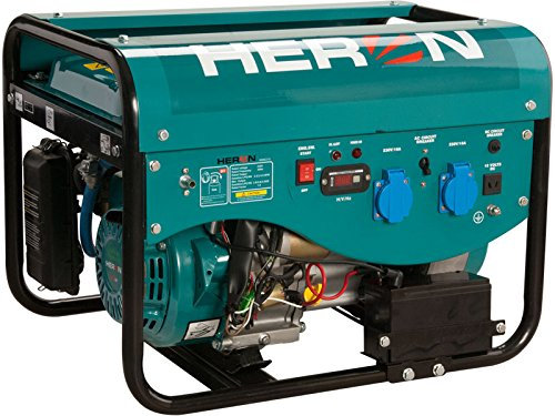 HERON Generatore motore ibrido 6,5 HP, avviamento elettrico, benzina, LPG/NG, 2,4 kW, GPL 2,2 kW, NG 2 kW, 28