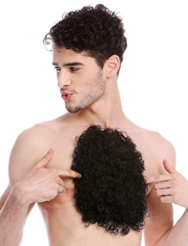 WIG ME UP - BB-013-black Brusthaar Brusthaartoupet 70er Herren Männer Halloween Karneval schwarz