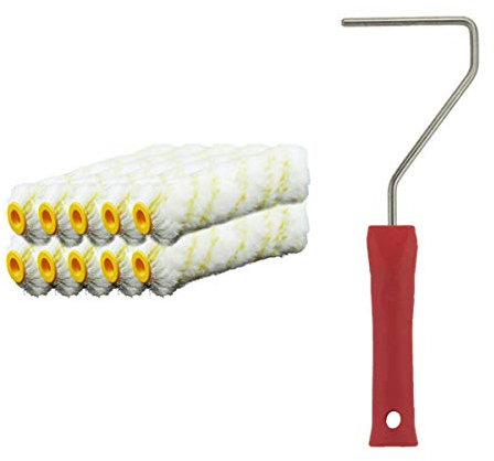 Malerversand SET: 10x Farbwalze Lackierwalze Schaumwalze Farbroller - Kleinflächen (10cm) - Polyamid + 1x Steckbügel