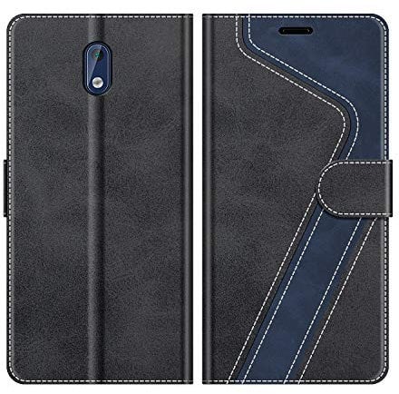 MOBESV Phone Cover For Nokia 3, Flip Wallet Case for Nokia 3 Phone Case, Black/Dark Blue