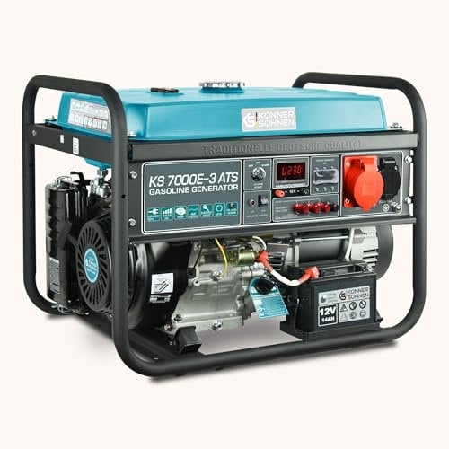 Generador de gasolina KS 7000E-3 ATS,para equipos trifásicos(400V) con ATS,generador electrico5500W,arranque manual/eléctrico/automático,1x16A (400V),1x16A (230V),12V, power station,(AVR)