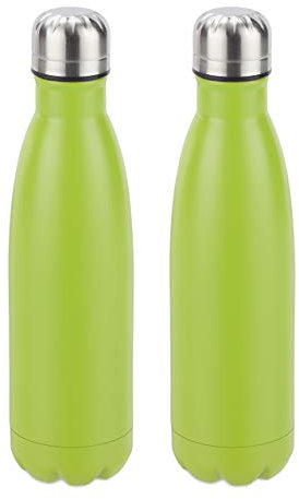 Relaxdays 2X Bottiglia Termica in Acciaio Inox, Chiusura Ermetica, per Bevande Calde e Fredde, Borraccia Isolante 500 ml, Verde