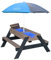 AXI Nick Table Sable et Eau/Pique Nique avec Parasol en Bois Gris | 95 x 97 x 48 cm | avec Couvercle, Boîtes de Rangement & Parasol | Extérieur pour Le Jardin