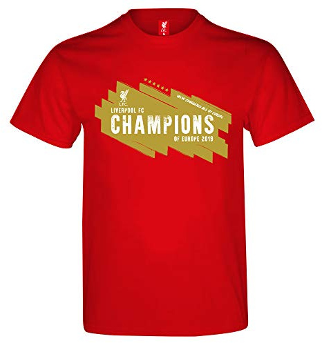 Liverpool FC Official Gift Mens Kids 6 Times Champions League Winners T-Shirt