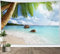 LB 235x180cm Wandteppich Blaues Meer Wandtuch Grüne Palme am Strand Wandbehang Insel landschaft Tapisserie für Wohnzimmer Schlafzimmer Wohnheim Wanddeko