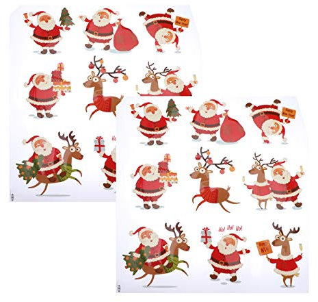 Milisten 2 x Weihnachts-Aufnäher, Wärmetransfer-Applikationen, Cartoon-Weihnachtsmann, Elch, zum Aufbügeln auf Kleidung, Dekorationen für selbstgemachte Kleidung, Kleid, Tasche