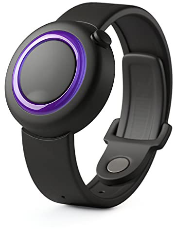 O-Band Armband Desinfektionsmittel für die Hände | Nachfüllbarer Silikon-Desinfektionsgelspender | Hergestellt in der EU | 25-30 Anwendungen zum Aufladen (Lilac Syringa, schwarzes Armband)