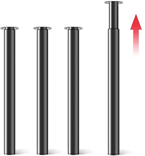 Hibtn Adjustable Table Legs 710-1100mm (4 Pack) - Breakfast Bar Legs Heavy Duty Steel Frame with 30kg Load Capacity for Kitchen Worktops & Office Desks - Black