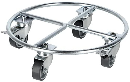 KADAX Pflanzenroller aus Stahl, Blumenuntersatz mit Rollen, Transportroller, Rollbrett, runder Blumenbehälter, Pflanzenständer, Kübelroller, Blumenroller (⌀ 30 cm, Silber)