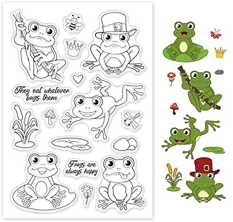 GLOBLELAND Silikonstempel Frosch Klare Stempel Frosch Transparente Stempel Tiere Clear Stamps für Kartenherstellung und DIY Scrapbooking Dekor