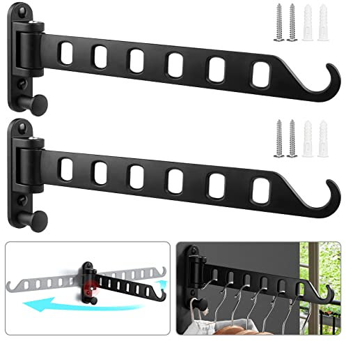 2 Pcs Kleiderhaken Klappbar Wandmontage, Wand Kleiderständer Garderobenhaken Klappbar, Balkon 180°Drehbare Kleiderhaken Kleiderstange, Klapphaken Hakenleiste Wandhaken Für Waschküche Badezimmer