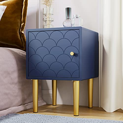Merax Table de Nuit sans Tiroir, Chevet d'Appoint, Commode de Nuit, Adapté à Tout Lit & Chambre, 50 x 35 x 35 cm, Bleu Marine