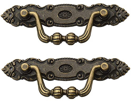 2 x Antike Schrank-Hardware-Ziehgriffe, Bronze-Ziehgriffe mit Schrauben, Vintage-Stil, Shabby-Schrank, Schublade, dekorative Möbelknöpfe