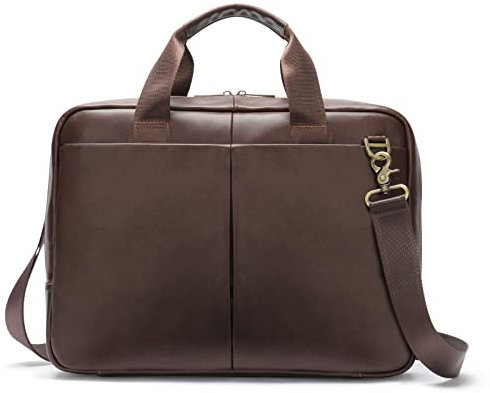 Sac Business Mallette Homme Cartable Sacs Business en Cuir Véritable 15 Pouces Porte Document Sac de Messager Sac à Bandoulière d'affaires Brun