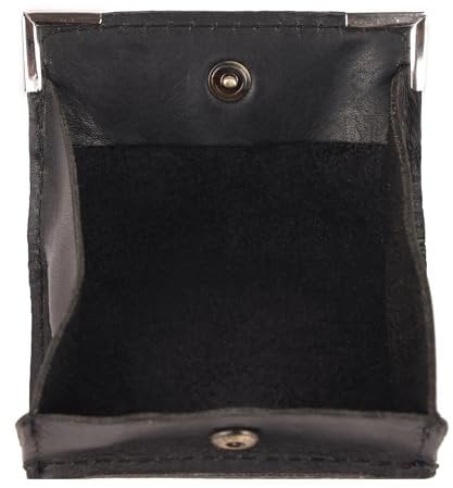Benthill Mini-Porte-Monnaie en Cuir Véritable - Boîte Viennoise - Petit Portefeuille, Noir