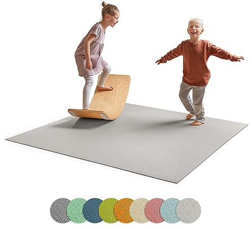 Ehrenkind® Made in Germany Anti-Rutsch Krabbelmatte Oeko-Tex Matten | Spielmatte Baby | 160x160cm HELLGRAU