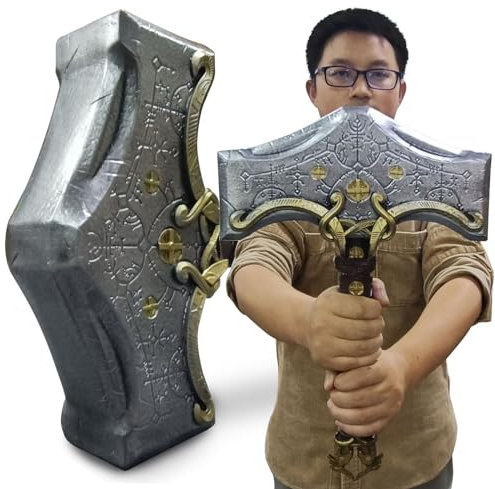 ACBAGI Norse Viking Odin God of Thunder Hammer Thors Cosplay Full Size Weapon Real Props Resin (God War Mjolnir)