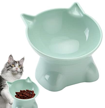 Gamelle surélevée pour chat - Anti-vomissements - Inclinable à 15 degrés - Gamelle peu 13,5 cm pour chat - Gamelle surélevée pour chaton - Station d'alimentation pour nourriture et eau