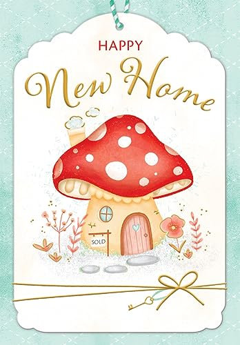 Piccadilly Greetings Happy New Home - Biglietto di auguri a forma di casa con funghi, 17,8 x 12,7 cm