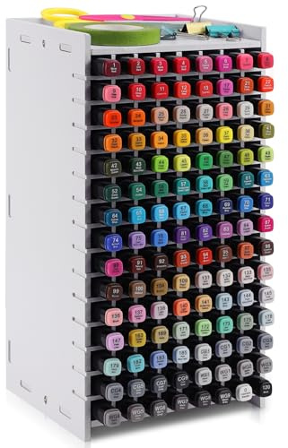 Yrangee Marker-Organizer, 120 Fächer, Marker-Halter, Marker-Aufbewahrung mit Trennwand, Kunstmarker-Regal für Stifte, Buntstifte, Kunstpinsel, verstellbarer Stifthalter für Schreibtisch-Organizer
