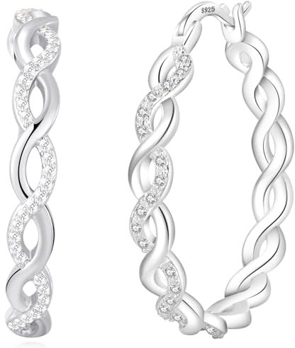 Senteria Creolen Silber 925 Groß Hypoallergen Silber Creolen Groß Leichte Ohrringe Silber Creolen Groß für Damen 40MM