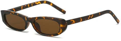 LJCZKA Retro Kleine Ovale Sonnenbrille für Herren Damen 90er Vintage Extra Schmale Ovale Dünne Cat Eye Mode Sonnenbrille