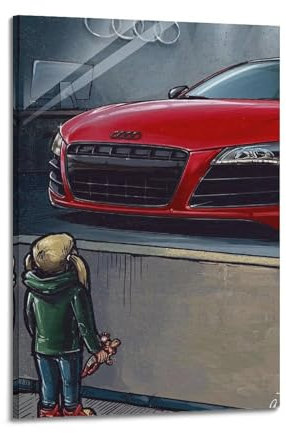 KAIPA Sportwagen-Poster für Audi R8 mit Jungentraum Auto-Poster, dekoratives Gemälde, Leinwand-Wandposter und Kunstdruck, modernes Familienschlafzimmer-Dekor-Poster, 60 x 90 cm
