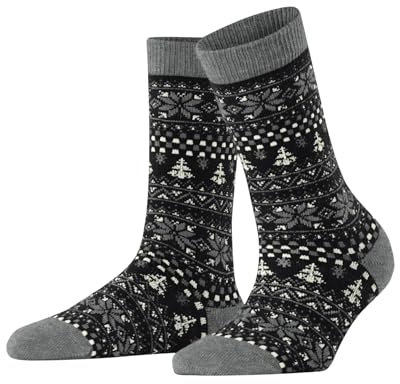 FALKE Damen Socken Country Calling W So Wolle Kaschmir gemustert 1 Paar, Grau Light Grey Melange 3390, 35-38