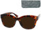 Retro Sonnenbrille mit Sehstärke, Kunststoff Dicker Rahmen (Leopardenmuster Braun) und großen Gläsern, Gratis Etui, Lesesonnenbrille Stilvolle Damen +1.5 Dioptrien
