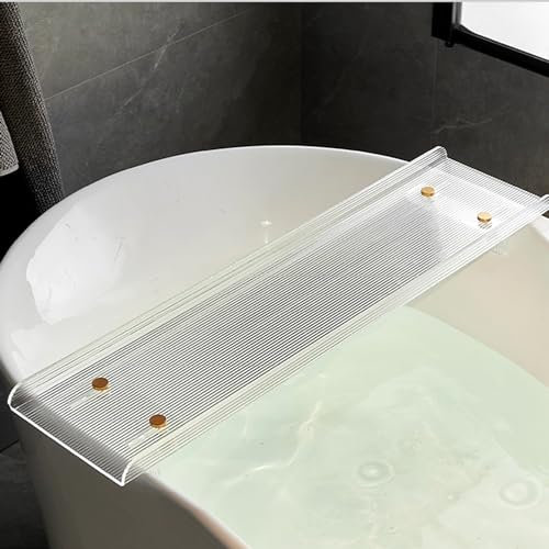 Badewannentablett mit ausziehbaren Seiten, Badewannenablage mit Wellendesign, Badewannenablage aus Acryl, transparente Badewannenablage, Badezimmerzubehör (Farbe: 80 cm (31 1/2 Zol
