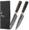 Wakoli EDIB Essentials Kitchen Knife Set, 2 Piece Small Chef and Santoku Knife Made from 67 Layers Genuine Damascus Steel with VG10 Core, Knives Set for Kitchen with Pakkawood Handle in Gift Box
