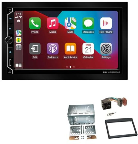 ESX VMX700DAB 2-DIN Autoradio kompatibel mit Wireless Apple CarPlay Android Auto Bluetooth DAB+ passend für Porsche Boxster 1996-2004 schwarz